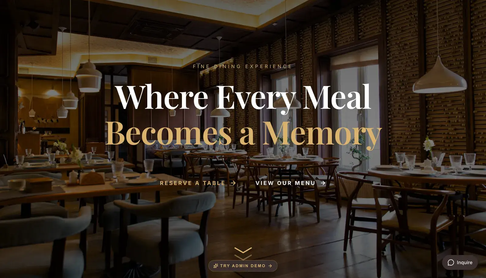 GUEST-FACING SITE — screen from the flagship restaurant management platform